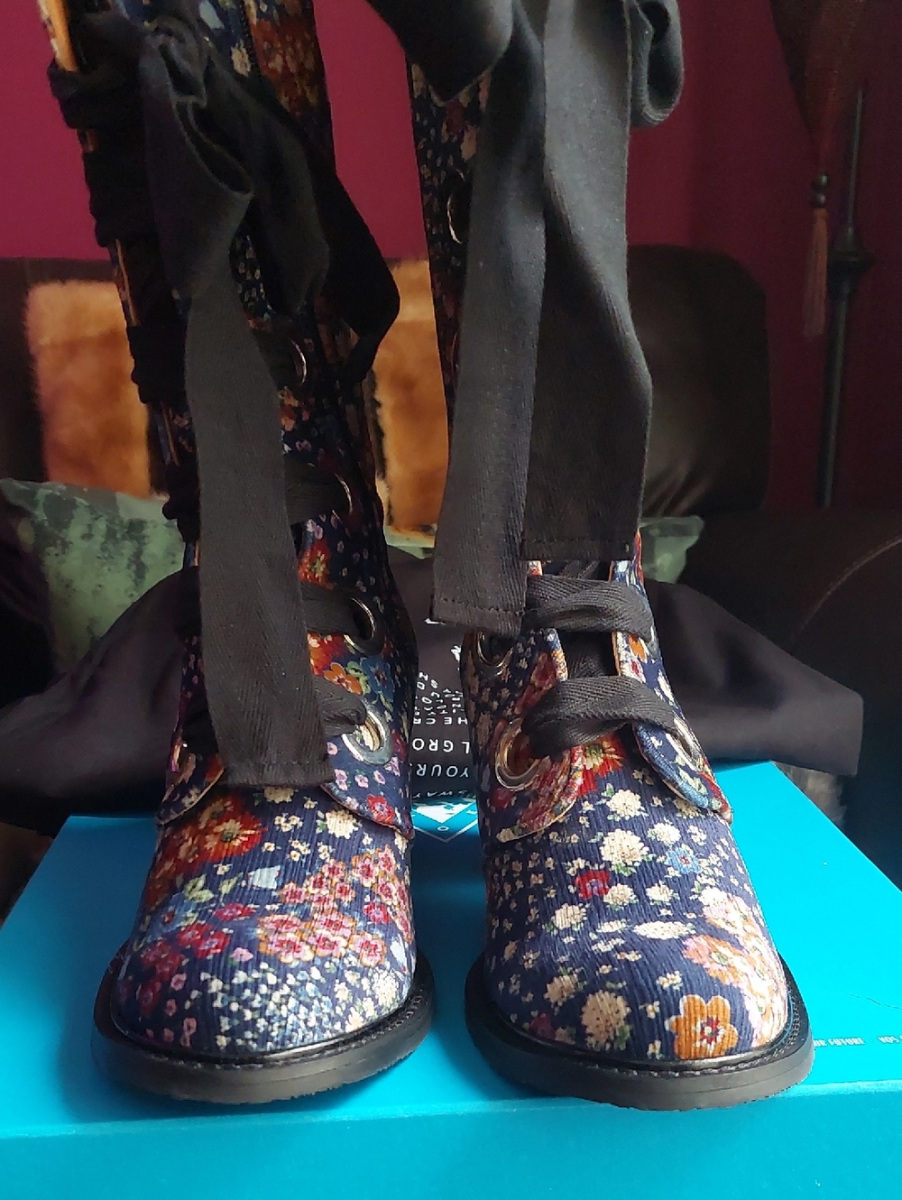 Fluvog Adanac Blue Floral Lobeira Boot